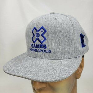 X Games Minneapolis Embroidered Snapback Baseball Trucker Cap Hat Gray Blue